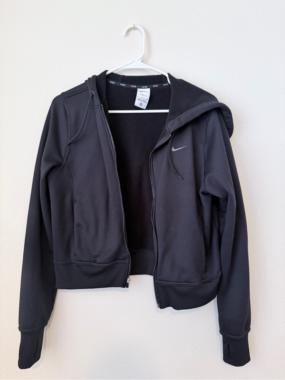 Nike Women's Black Hooded Zip Jacket with Swoosh